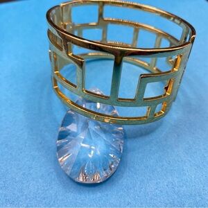 Vintage Gold Hinged Cuff Wide Bracelet